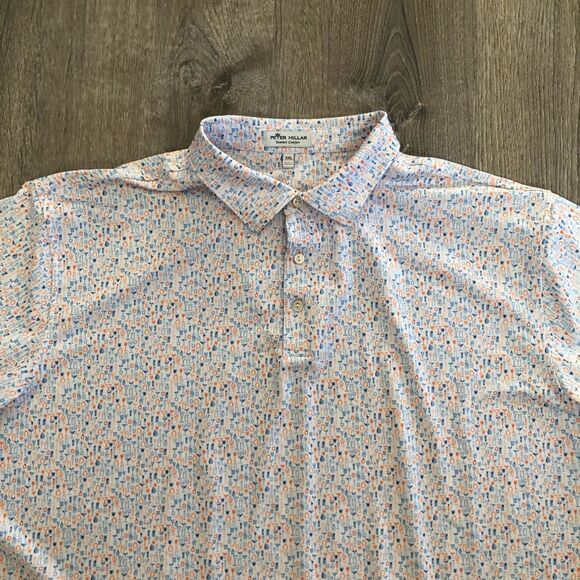 Peter Millar Summer Comfort Mens White Cocktail Short Sleeve Polo Golf Size XXL - Picture 2 of 10